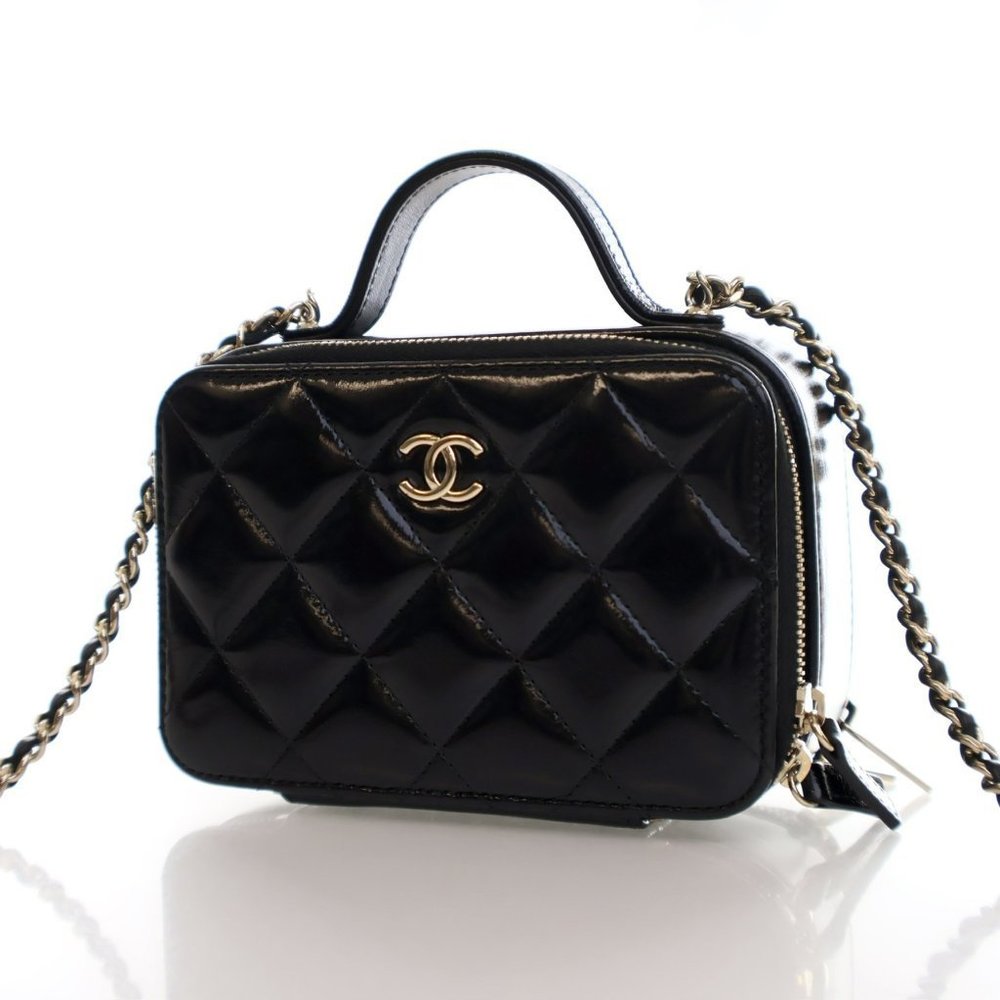 Chanel Small Black Glazed Calfskin Top Handle Vanity Case - Picture 3 of 14